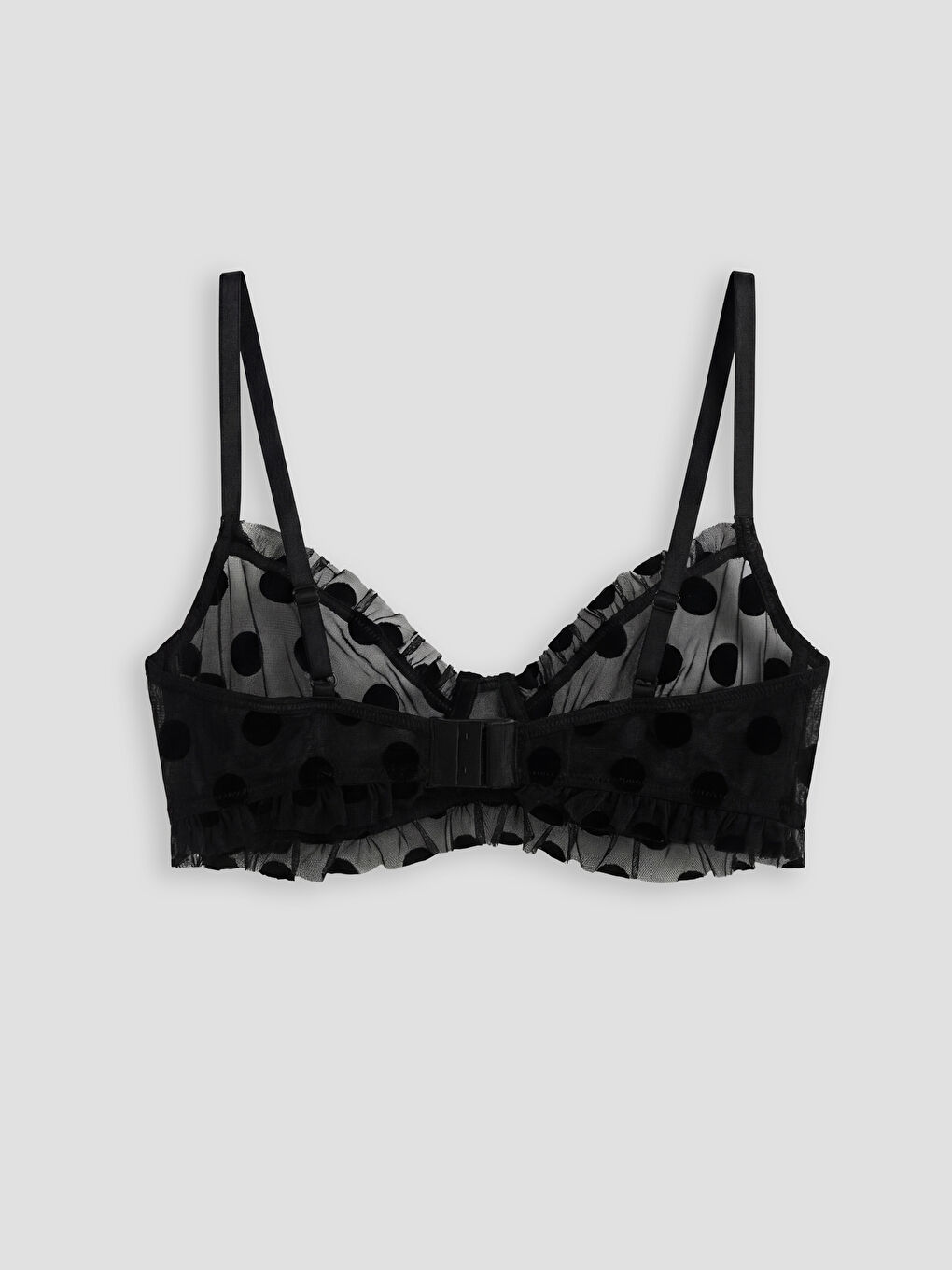 Siyah Balenli Dolgusuz Puantiyeli Tişört Sütyen-1