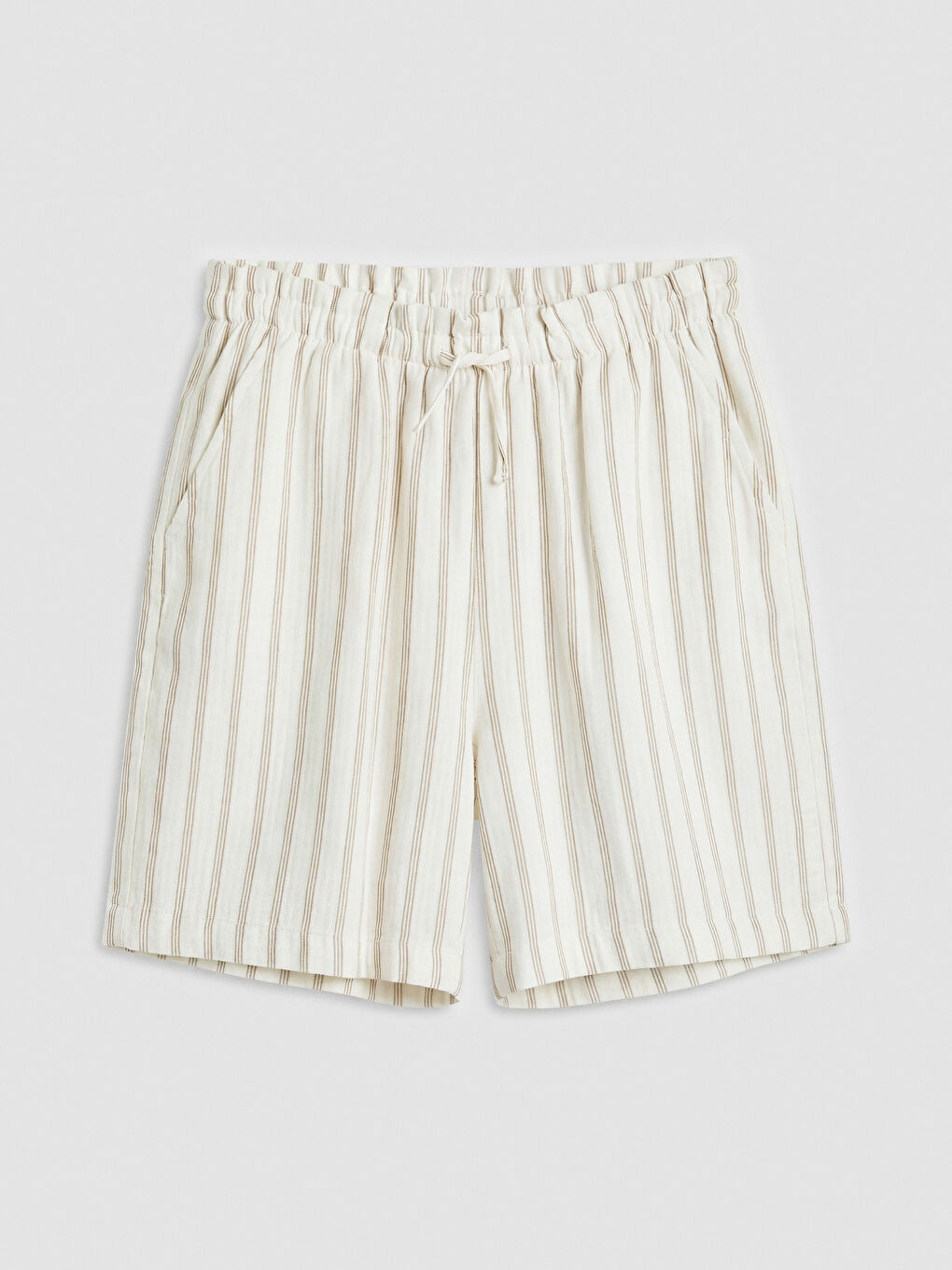 Bej Beli Lastikli Kız Çocuk Müslin Şort