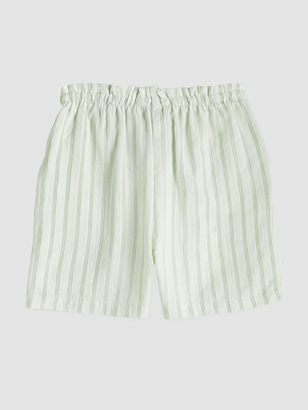 Yeşil Çizgili Kız Çocuk Müslin Şort-1