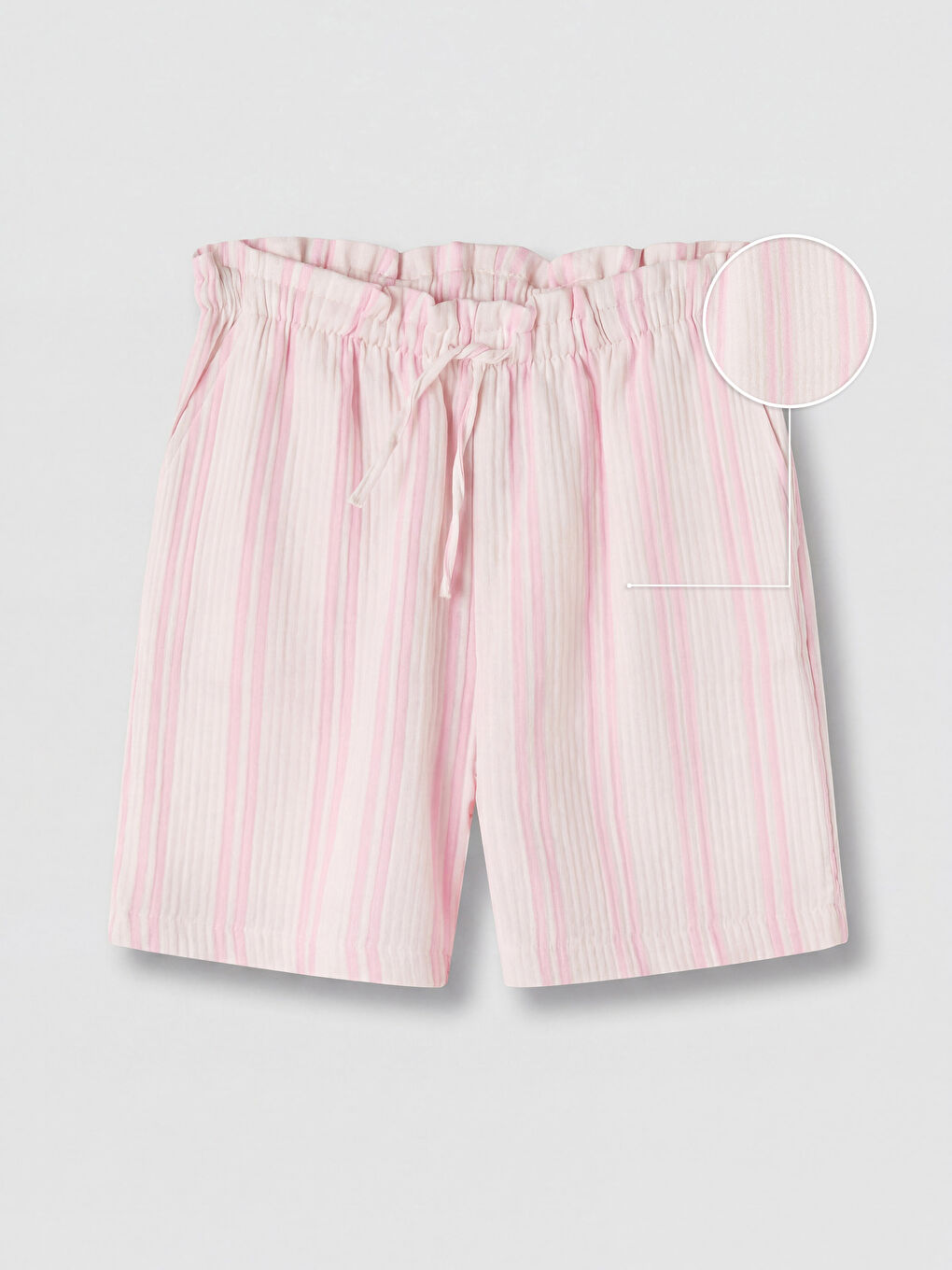 Lila Çizgili Kız Çocuk Müslin Şort