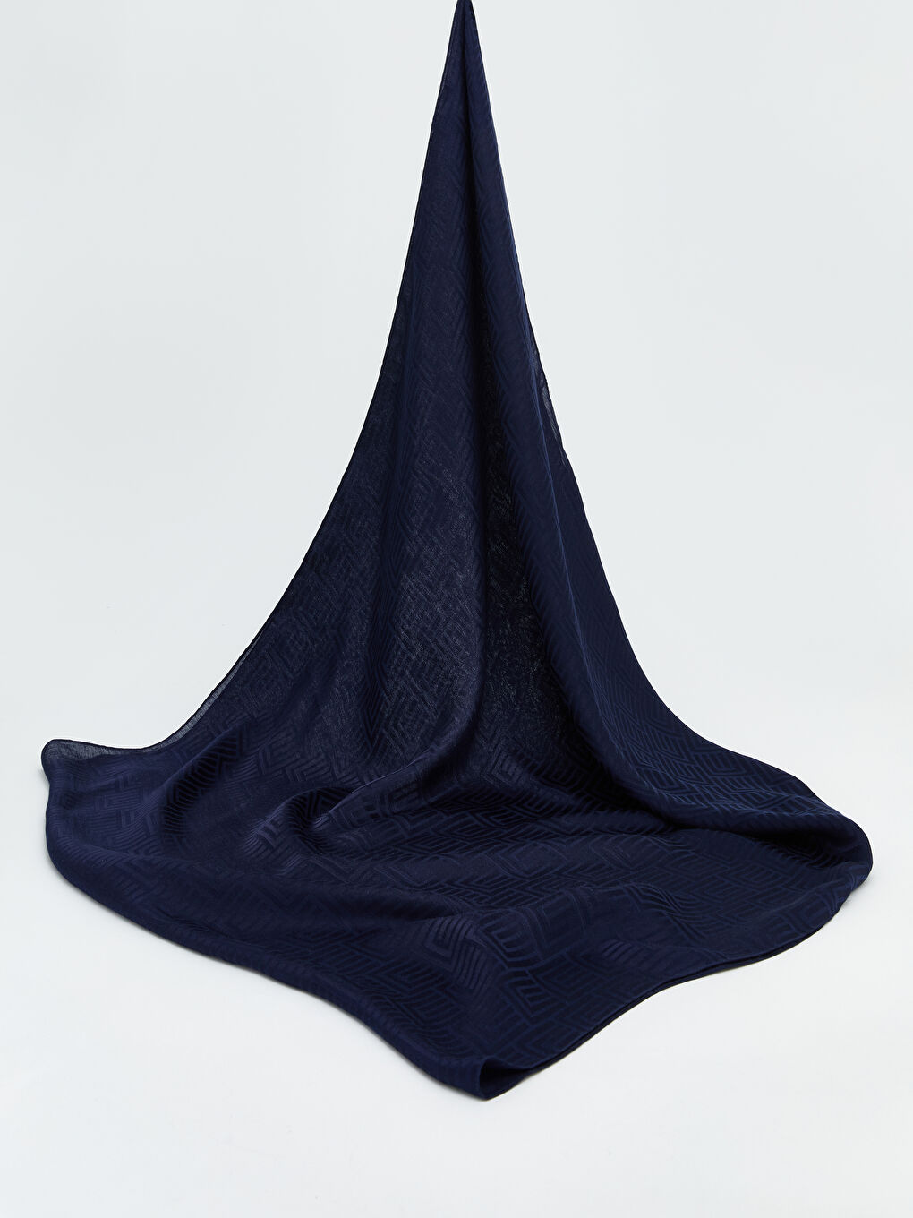 Lacivert Geometrik Desenli Kadın Şal