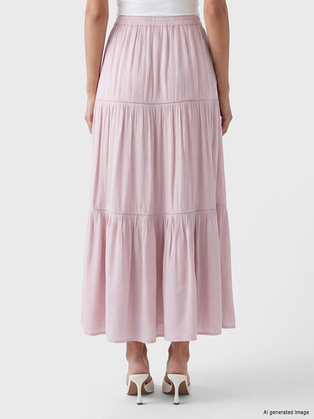 Elastic Waist Crinkle Layered Skirt-3