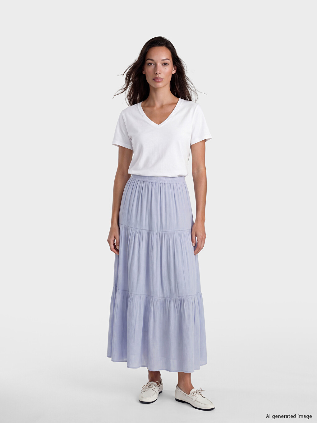 Elastic Waist Crinkle Layered Skirt