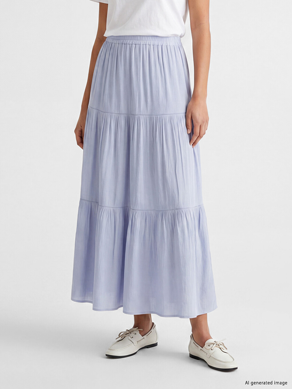 Elastic Waist Crinkle Layered Skirt-1