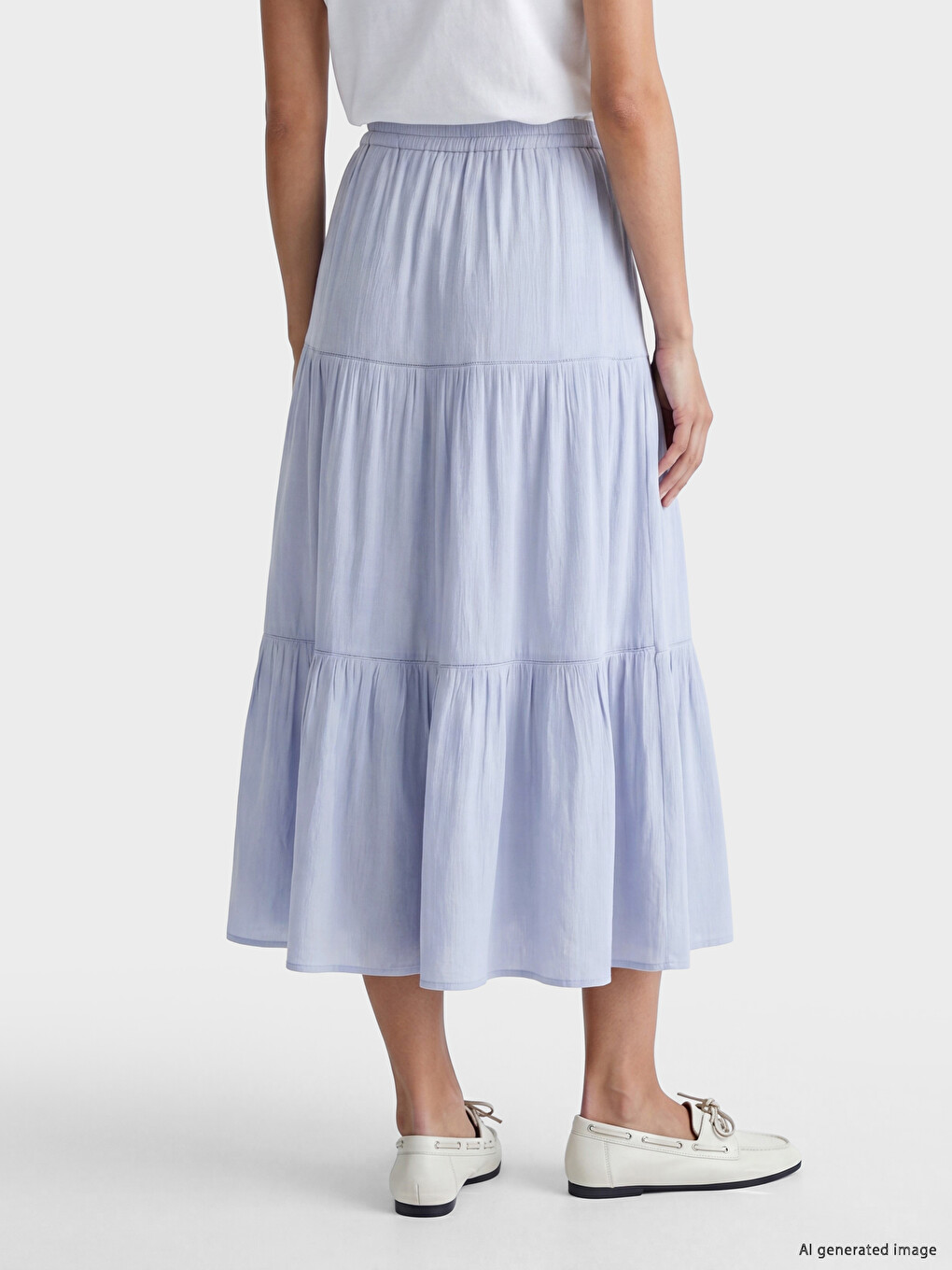 Elastic Waist Crinkle Layered Skirt-2