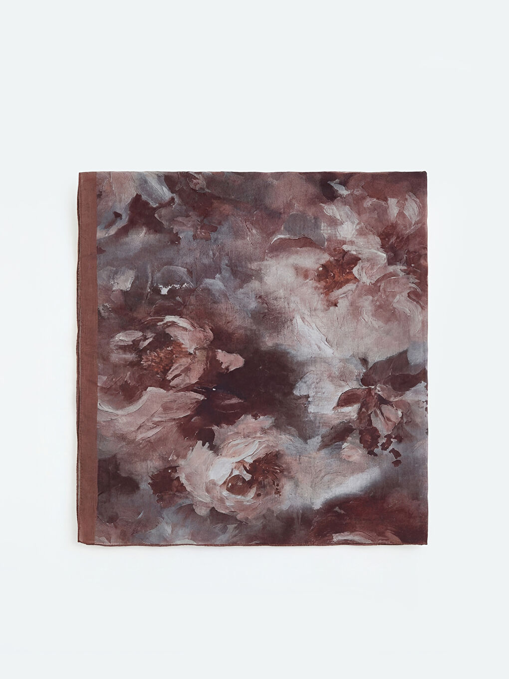 Kahverengi Çiçek Desenli Kadın Şal-1