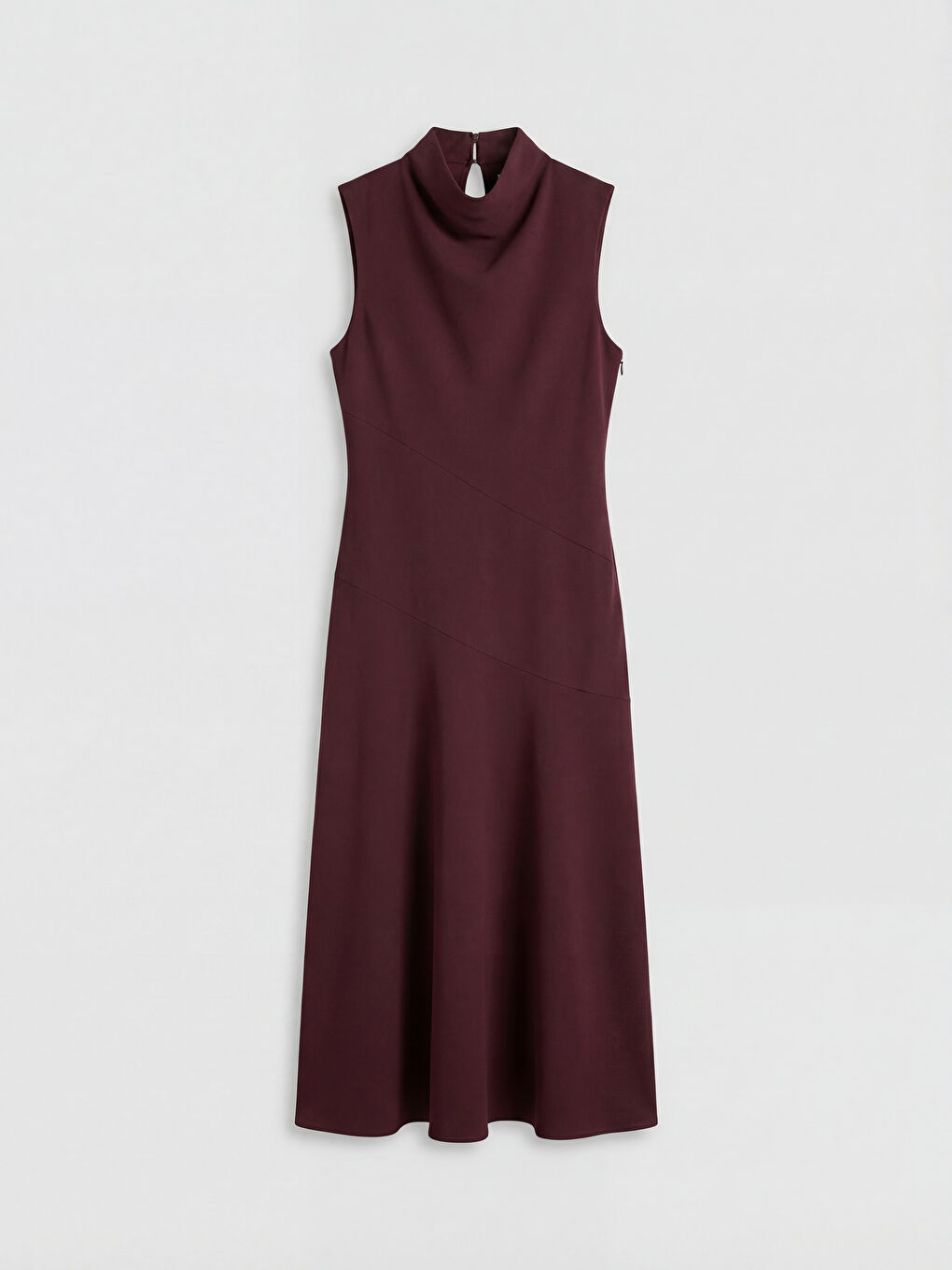 Mürdüm Dik Yaka Krep Elbise