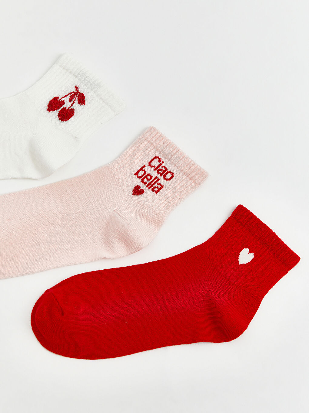 Ekru Baskılı Kadın Soket Çorap 3'lü-1