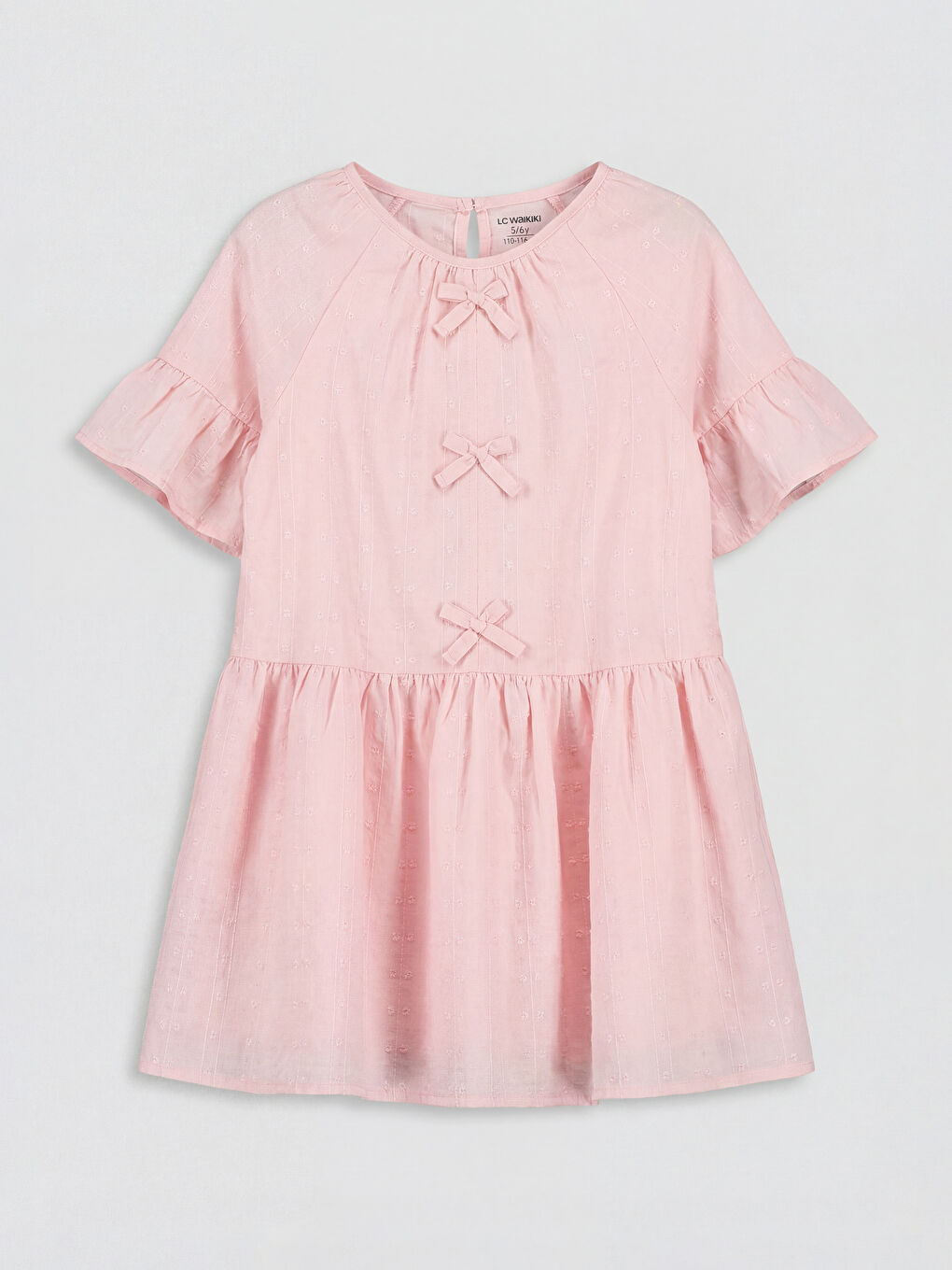 Pembe Kız Çocuk Volanlı Elbise-1