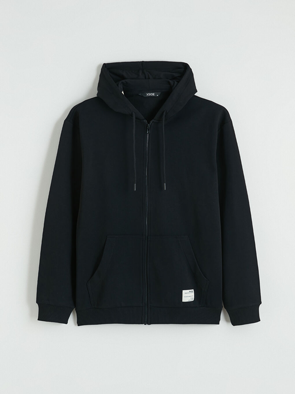 Siyah Kapüşonlu Erkek Fermuarlı Sweatshirt