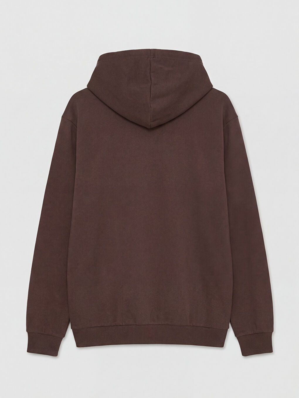 Kahverengi Kapüşonlu Erkek Fermuarlı Sweatshirt-1