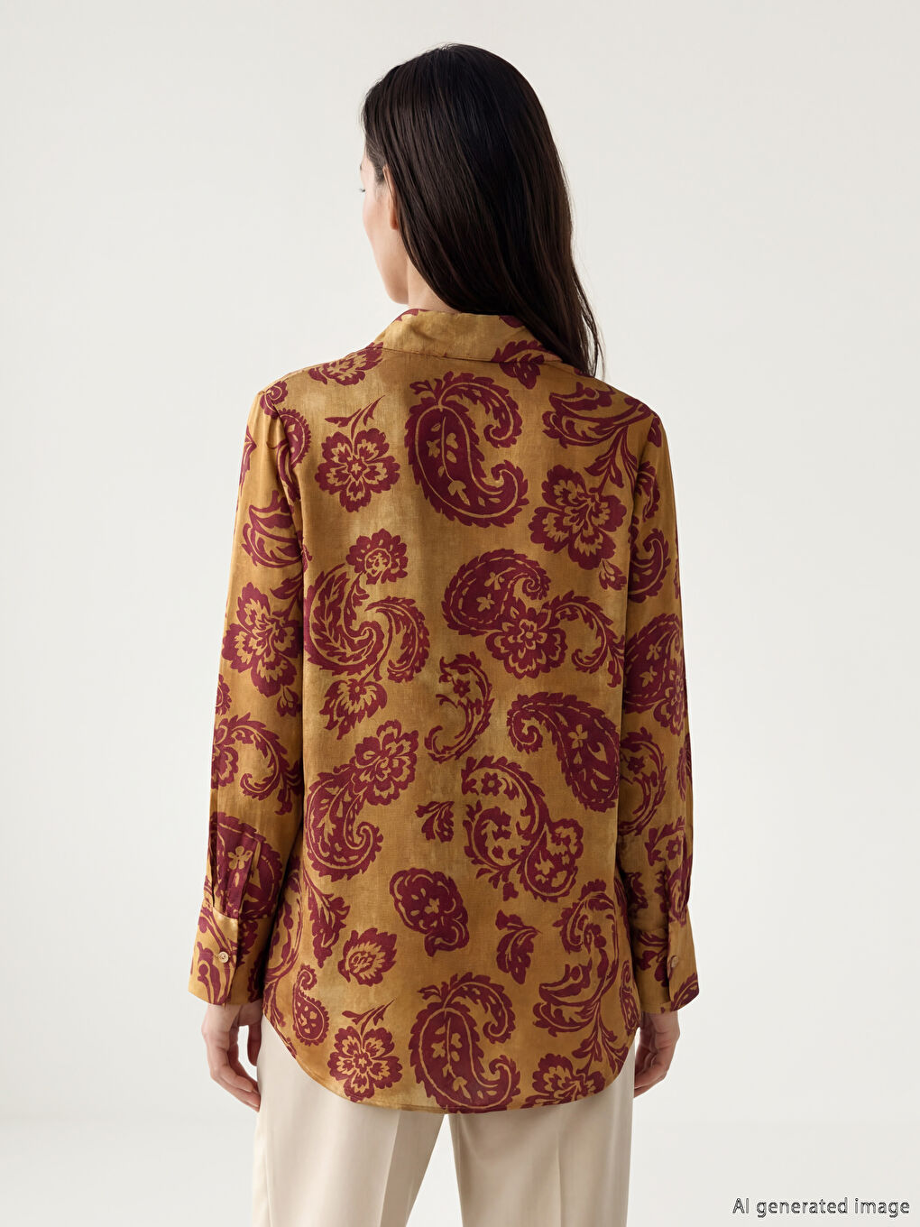 Yeşil Desenli Kuşaklı Kadın Gömlek Tunik-2