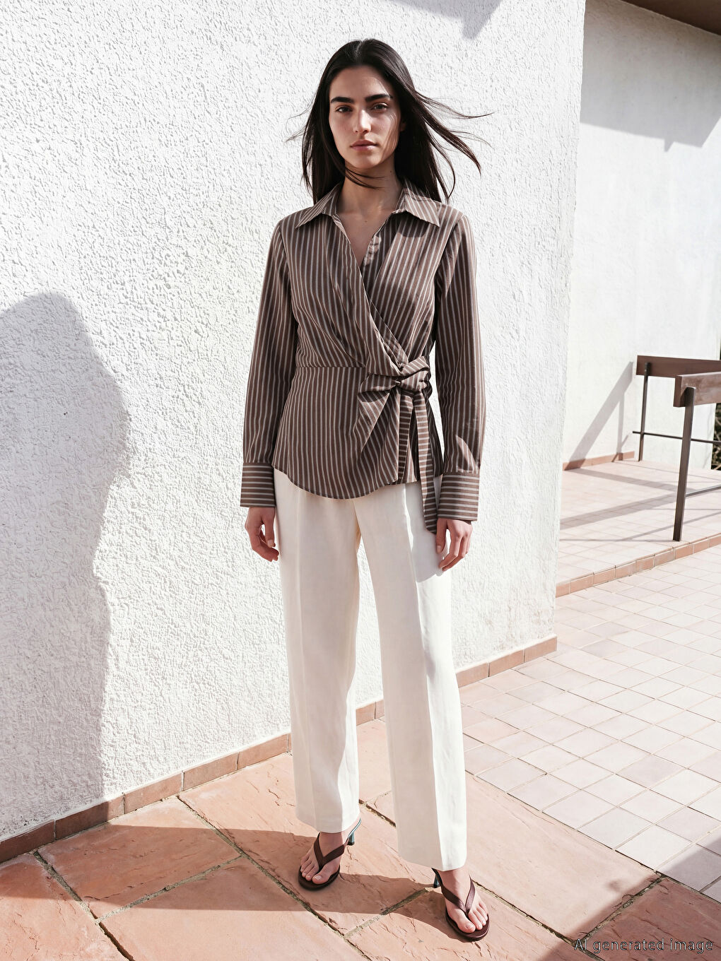 Collared Striped Blouse-1