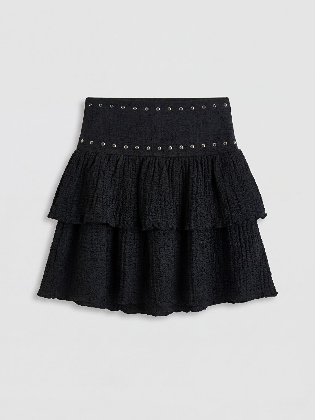 Siyah Kuşgözü Detaylı Kız Çocuk Katkat Etek