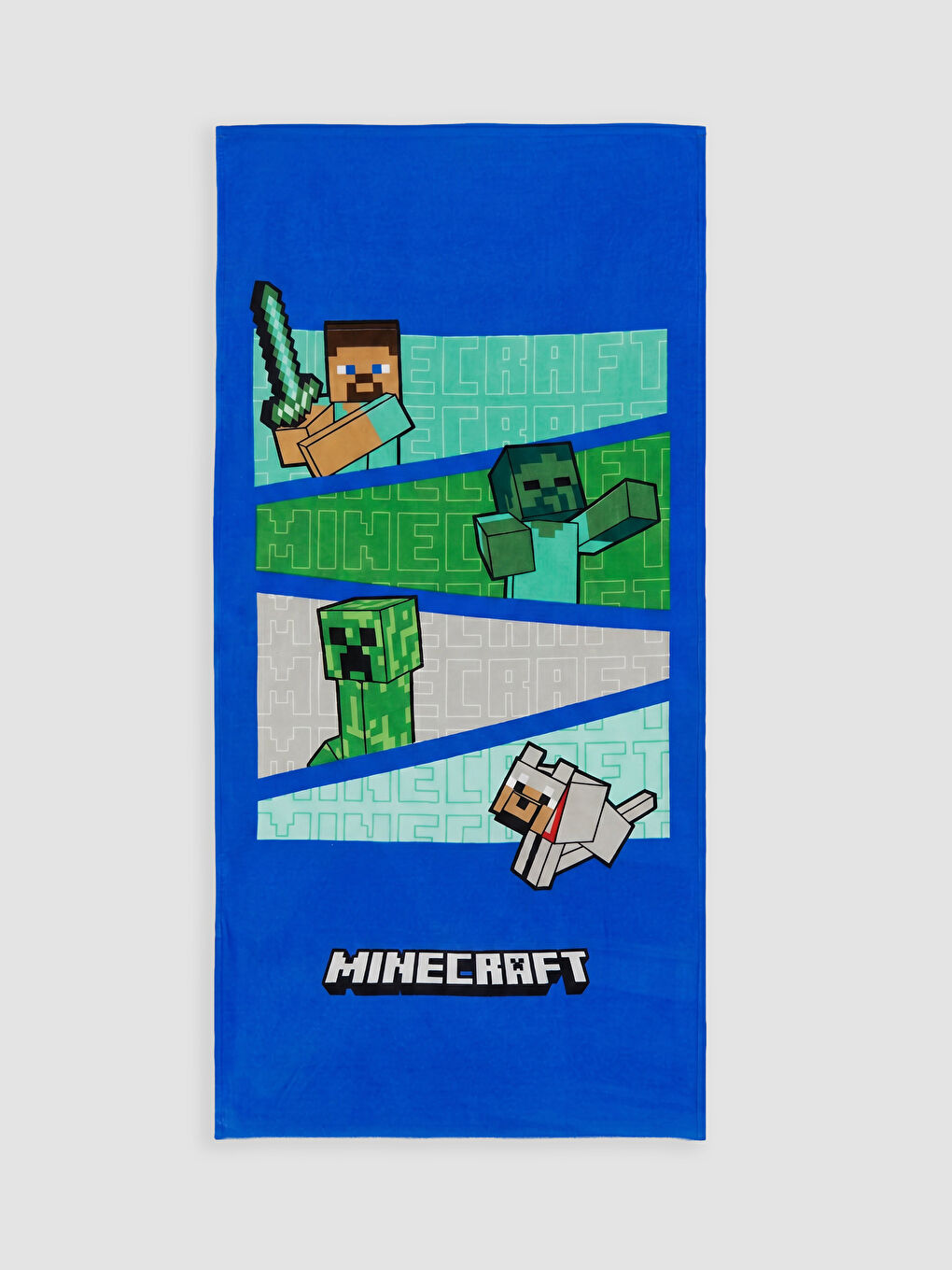 Mavi Minecraft Baskılı Pamuklu Erkek Çocuk Plaj Havlusu 70x150 cm