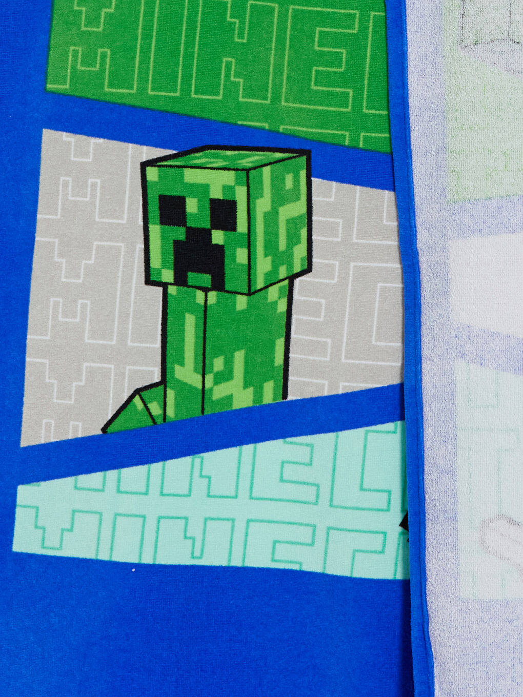 Mavi Minecraft Baskılı Pamuklu Erkek Çocuk Plaj Havlusu 70x150 cm-1