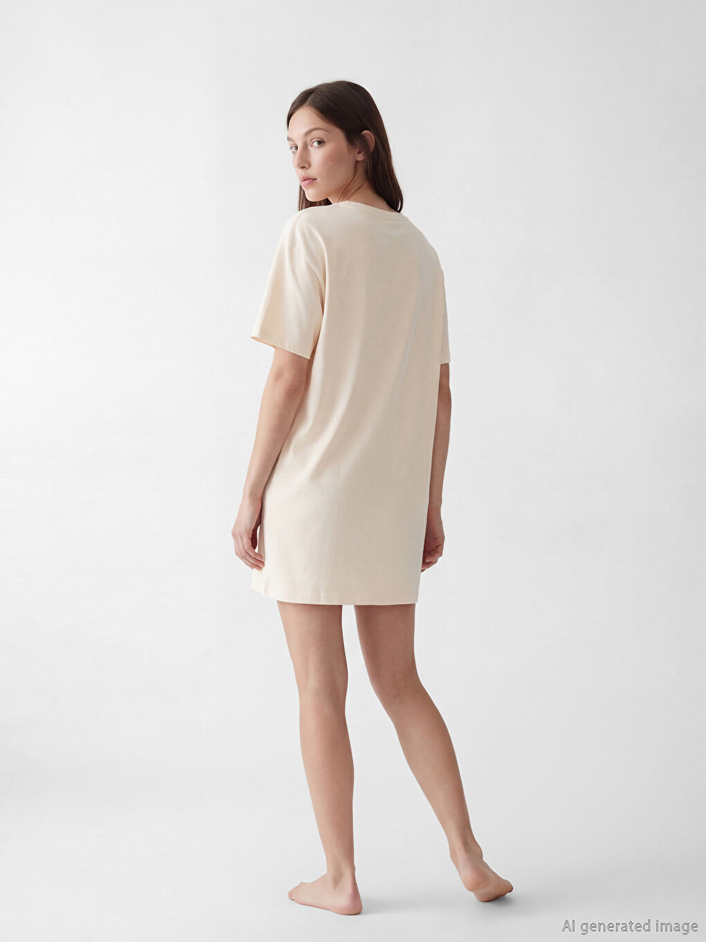 Pembe Bisiklet Yaka Ayı Teddy Baskılı Kadın Gecelik-3