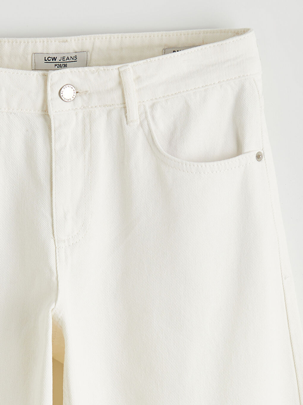 Beyaz Balloon Fit Kadın Jean Pantolon-1