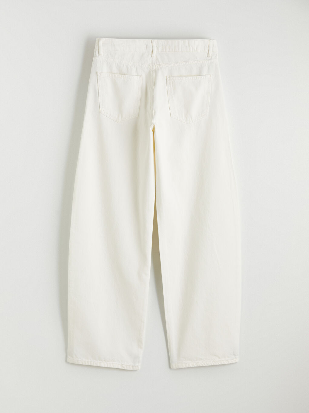 Beyaz Balloon Fit Kadın Jean Pantolon-2