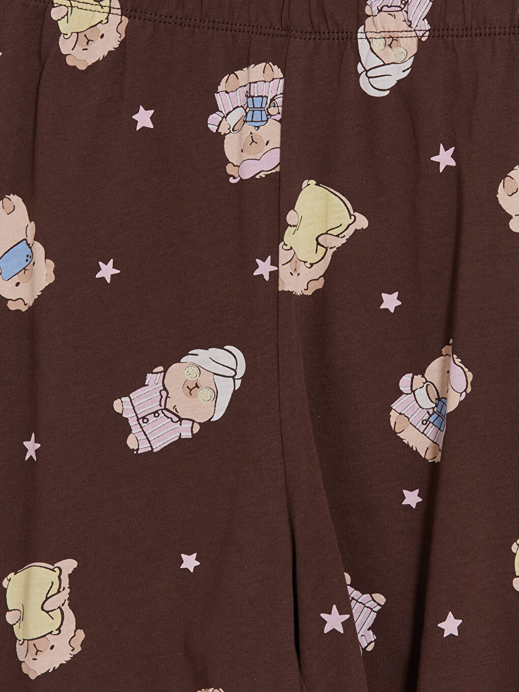 Kahverengi Baskılı %100 Pamuklu Kadın Şortlu Pijama Takımı-5