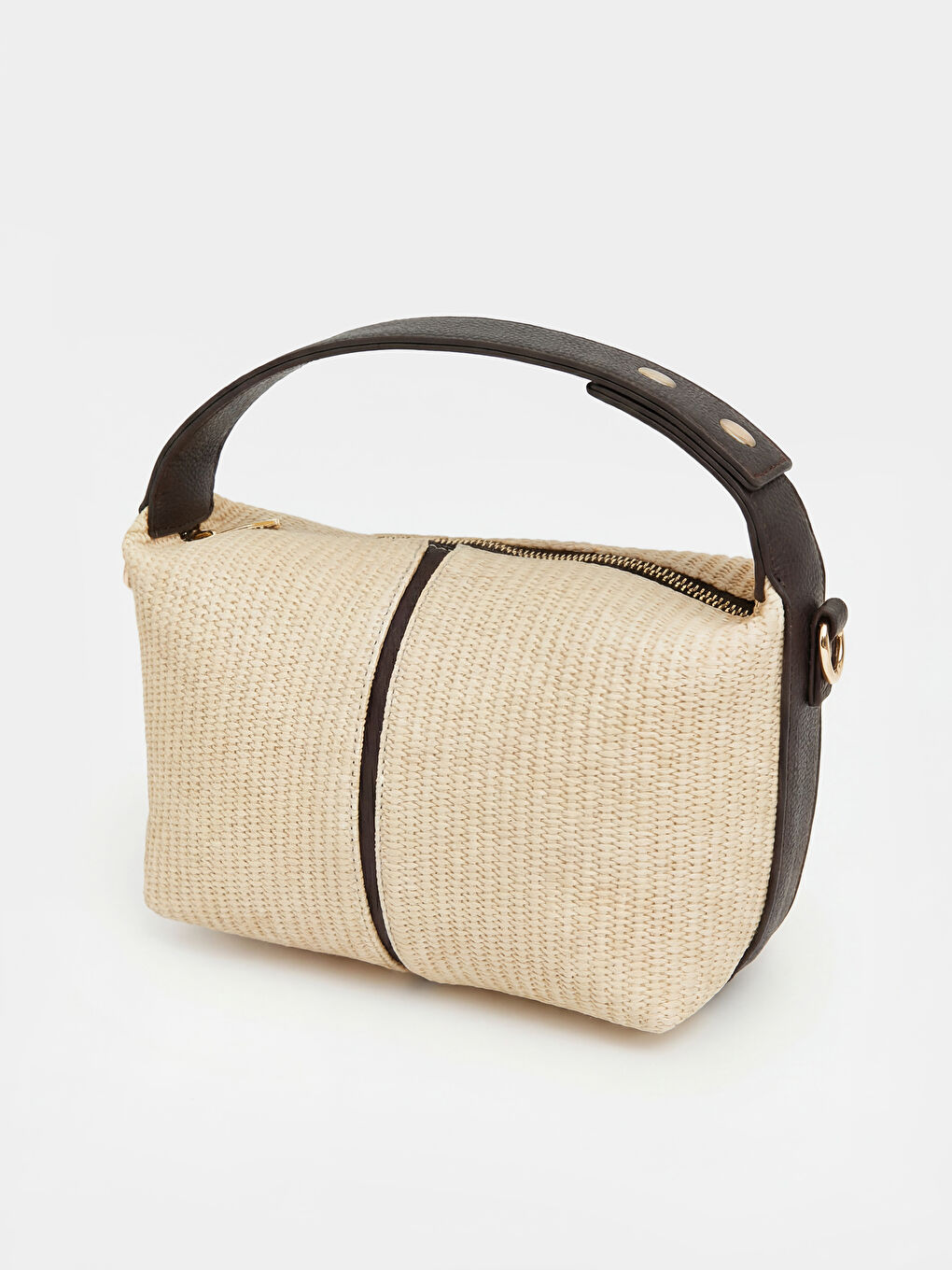 Bej Hasır Görünümlü Kadın Omuz Çantası-1