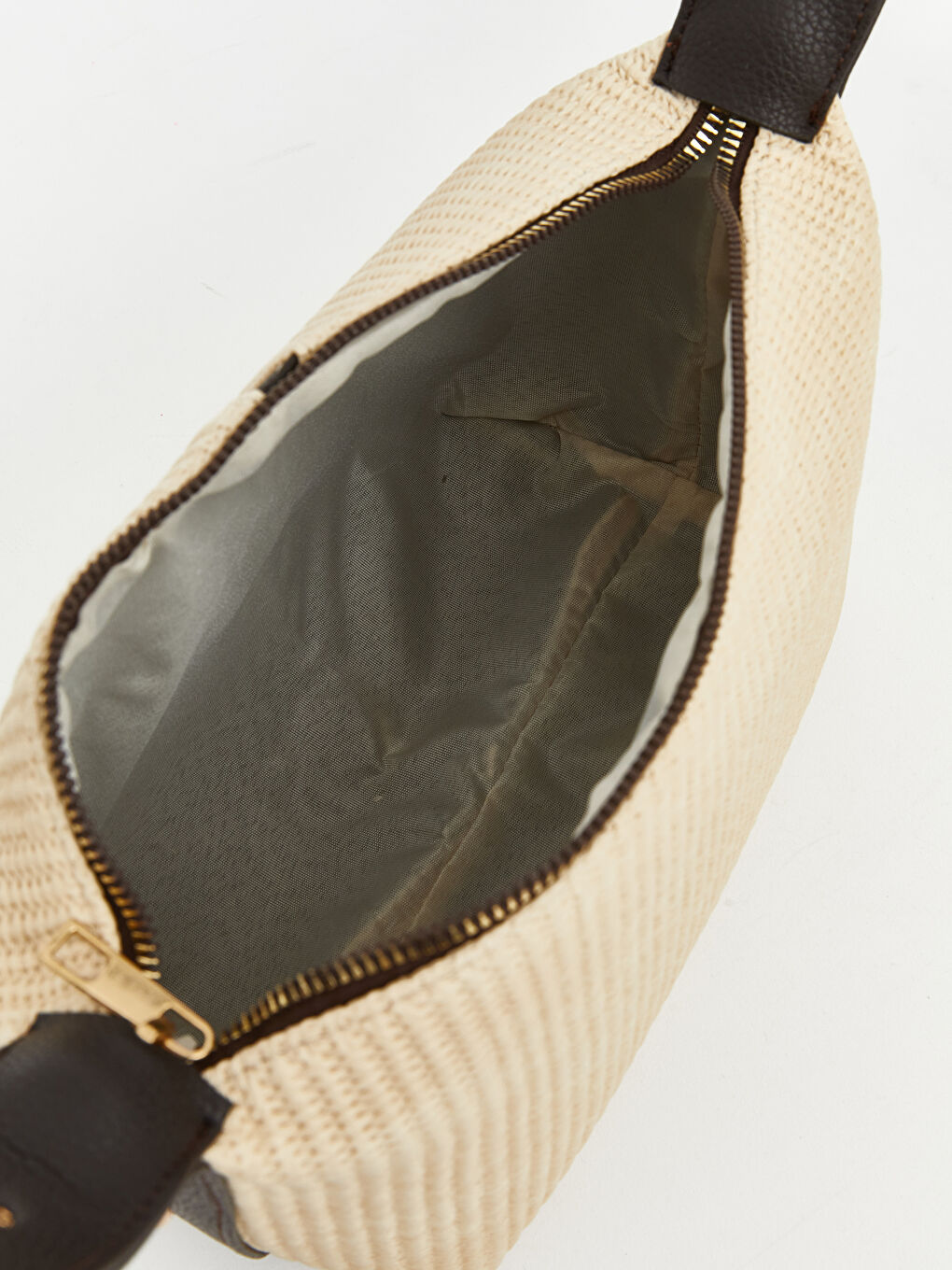 Bej Hasır Görünümlü Kadın Omuz Çantası-3