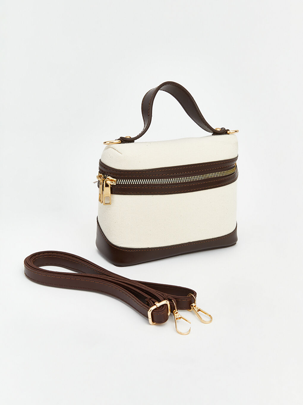 Ekru Kanvas Kadın Omuz Çantası-1