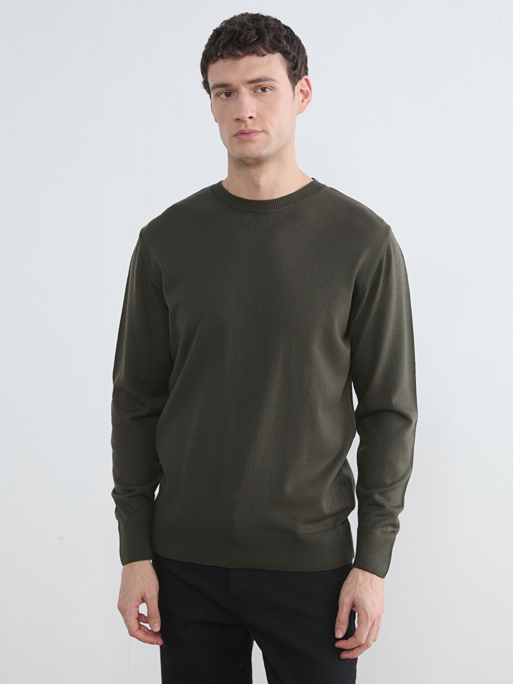 Haki Bisiklet Yaka Erkek Triko Kazak