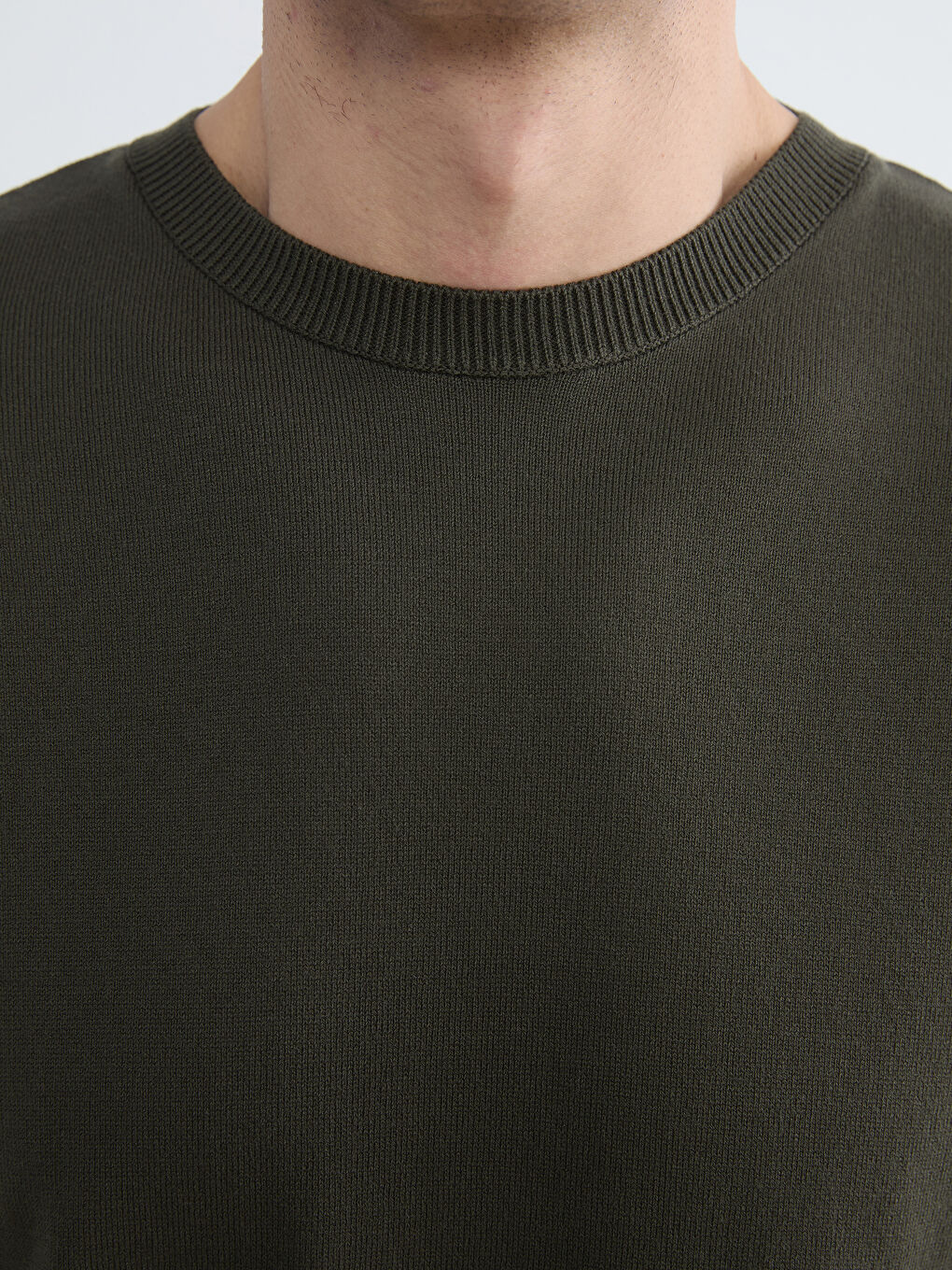 Haki Bisiklet Yaka Erkek Triko Kazak-2