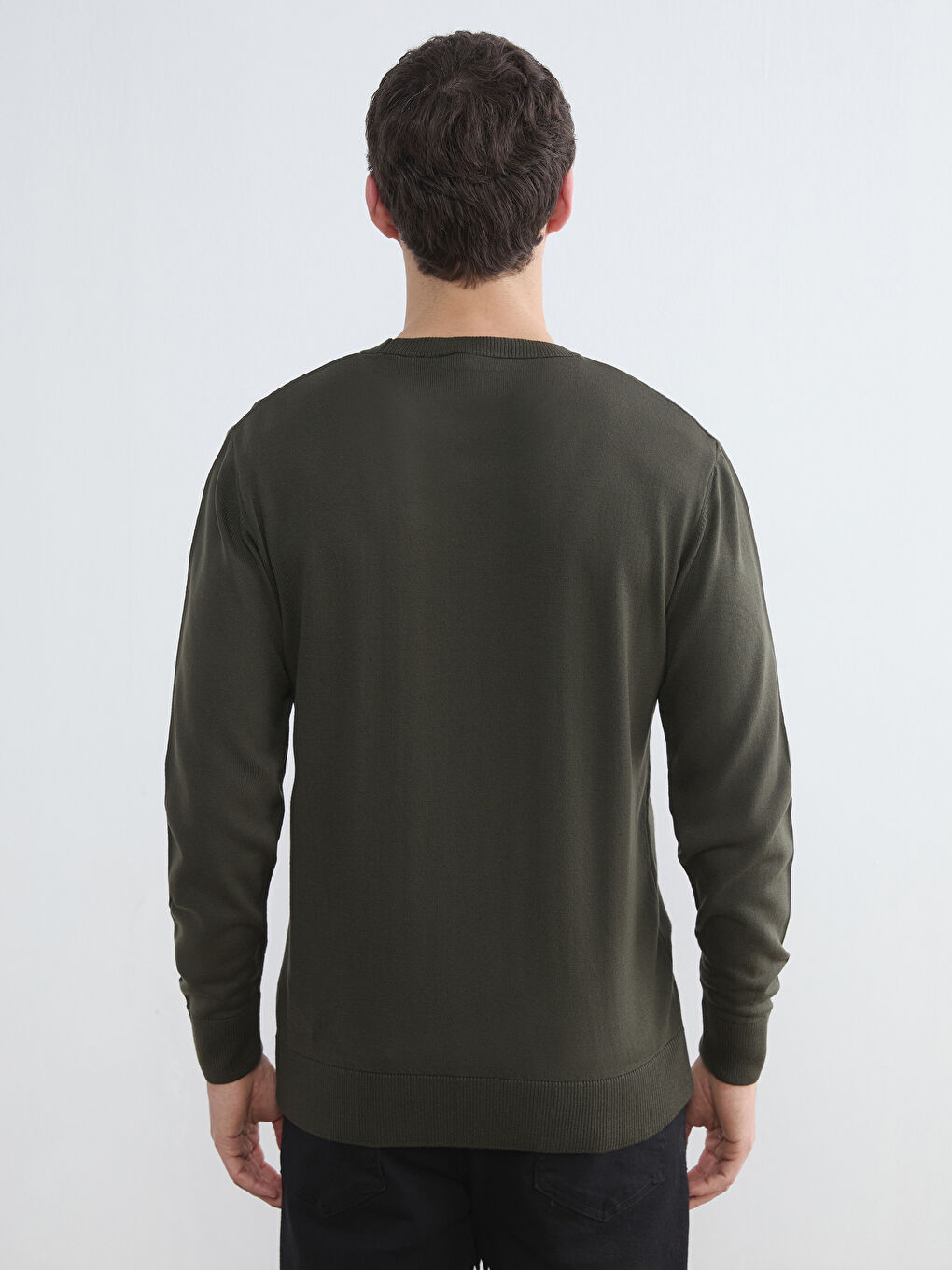 Haki Bisiklet Yaka Erkek Triko Kazak-3