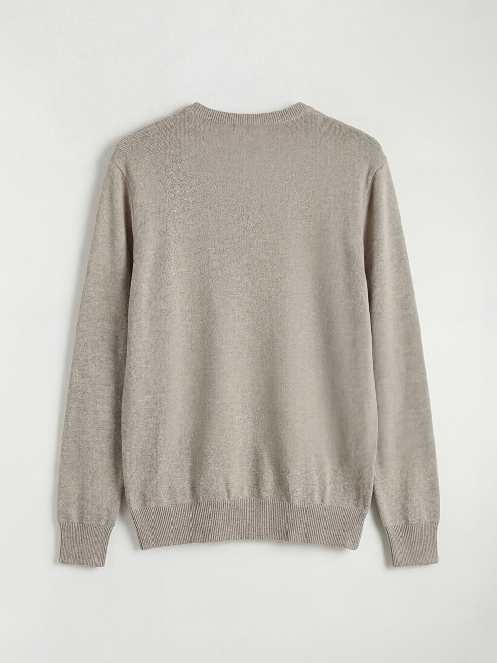 Bej Bisiklet Yaka Regular Fit Erkek Triko Kazak-1