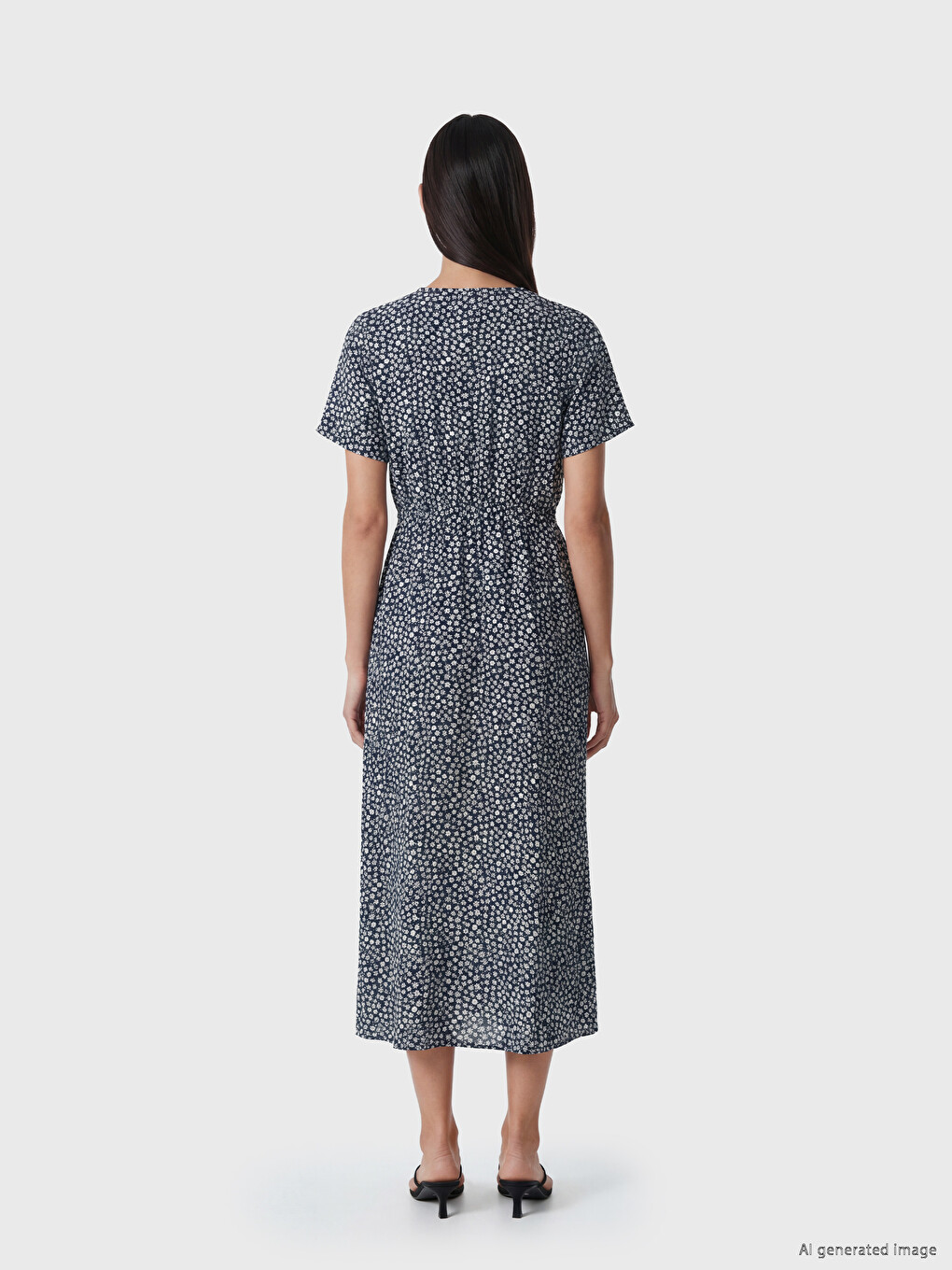 V Neck Floral A Form Dress-3
