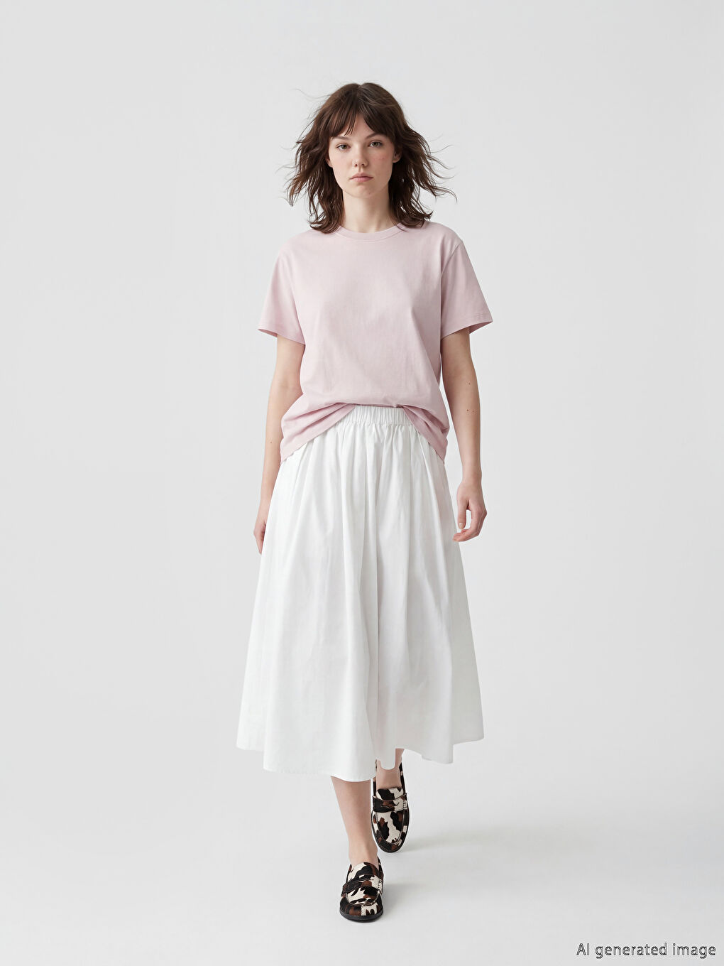 Pembe Bisiklet Yaka Kadın Tişört	-1