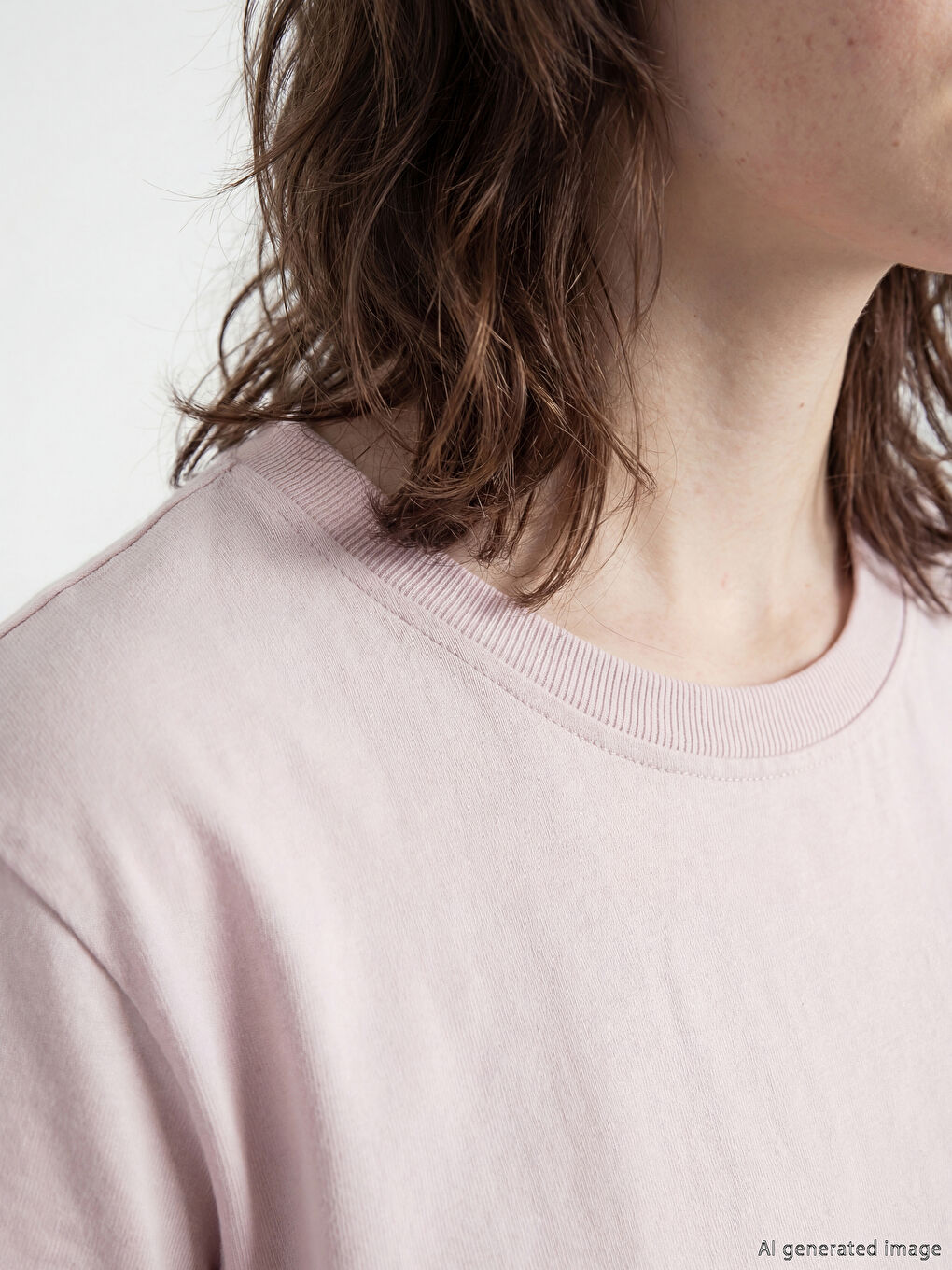 Pembe Bisiklet Yaka Kadın Tişört	-2