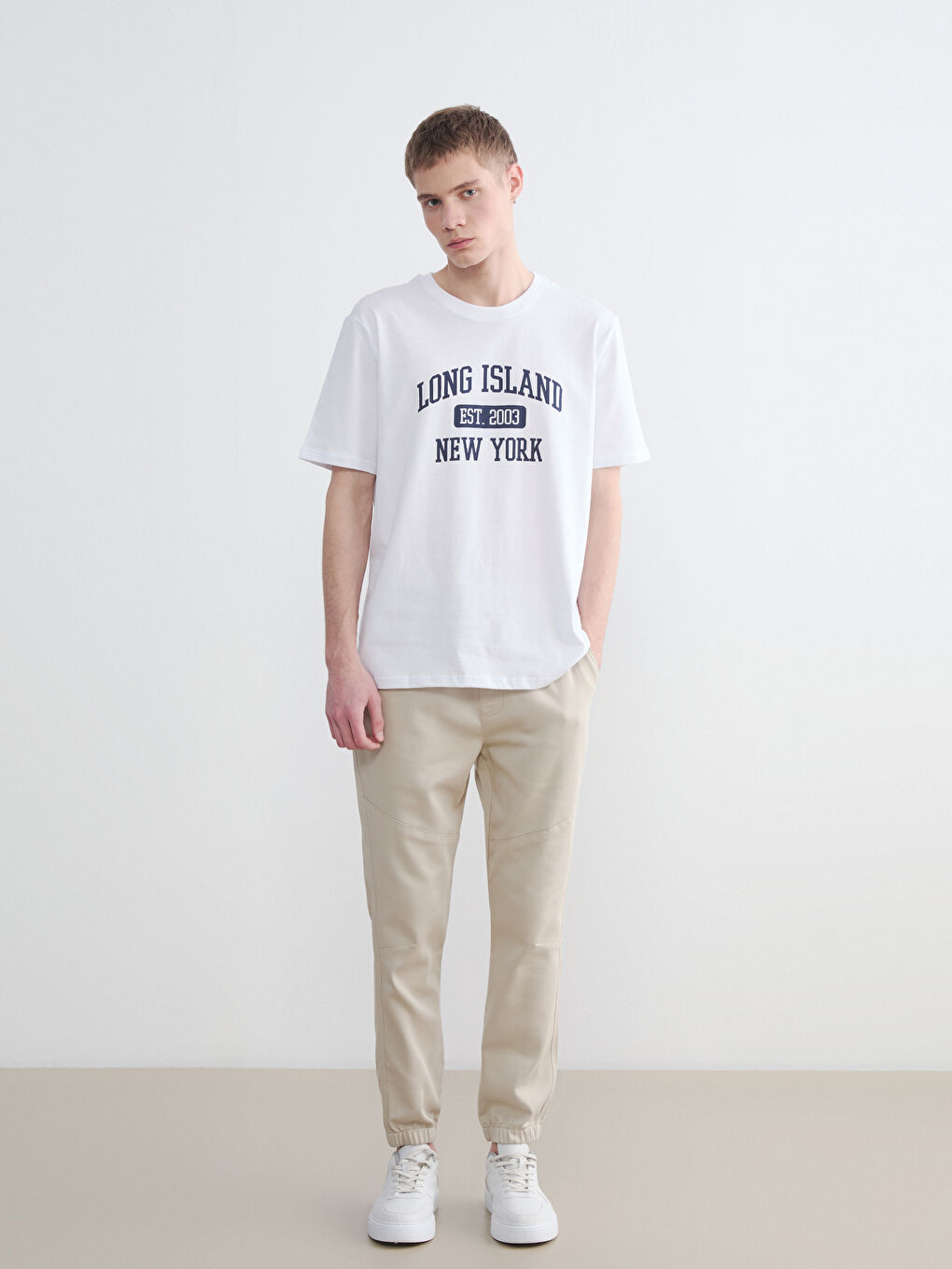 Bej Slim Fit Erkek Jogger Pantolon