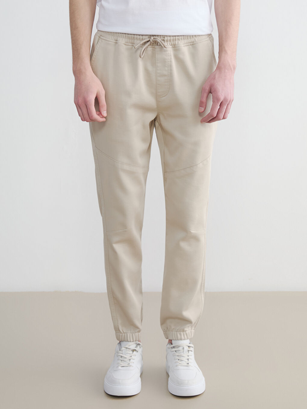 Bej Slim Fit Erkek Jogger Pantolon-1