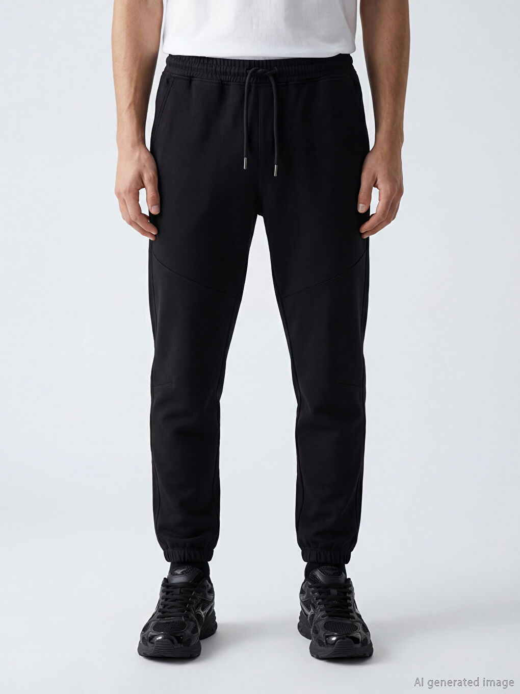 Siyah Slim Fit Erkek Jogger Pantolon-2