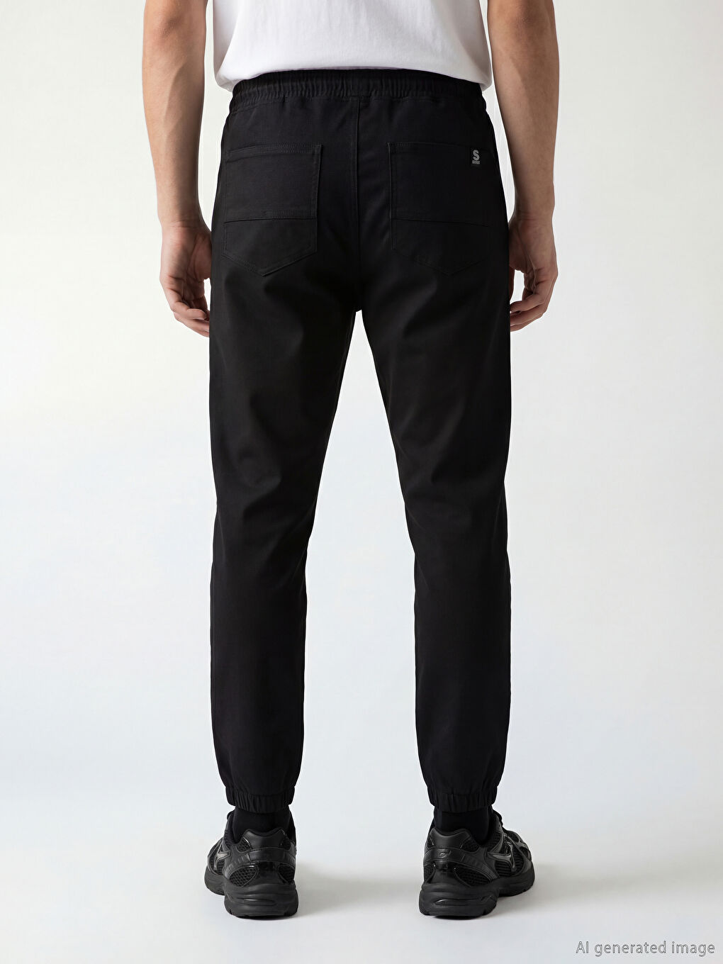 Siyah Slim Fit Erkek Jogger Pantolon-4