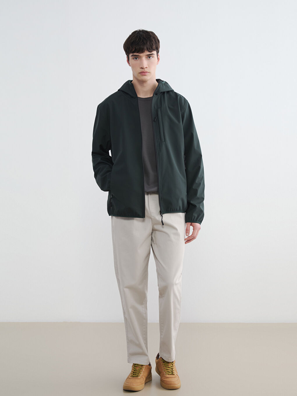 Gri Standart Kalıp Gabardin Erkek Pantolon