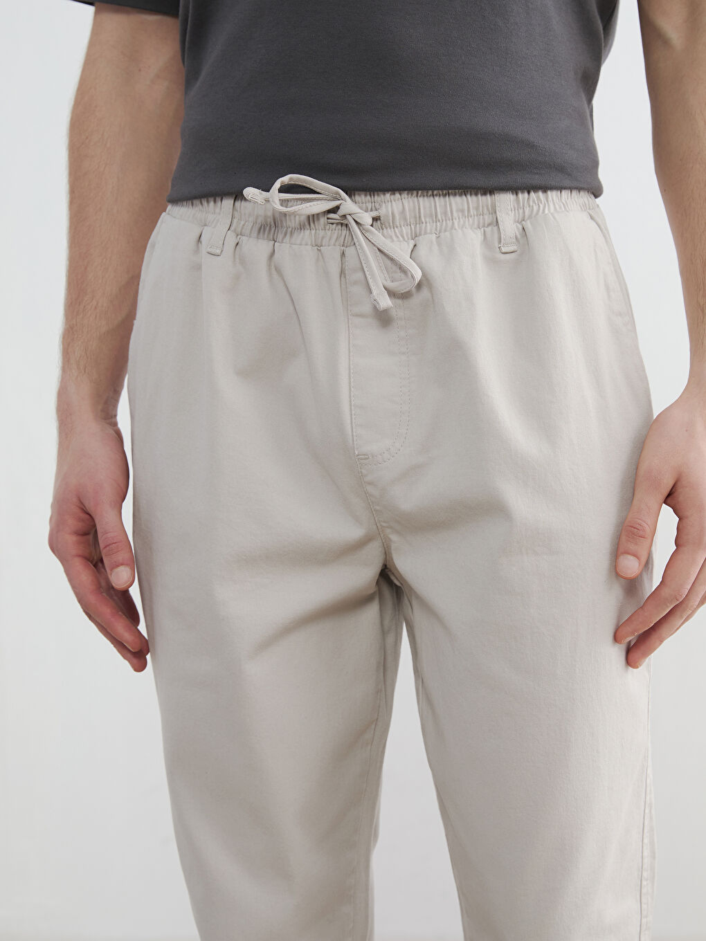 Gri Standart Kalıp Gabardin Erkek Pantolon-2