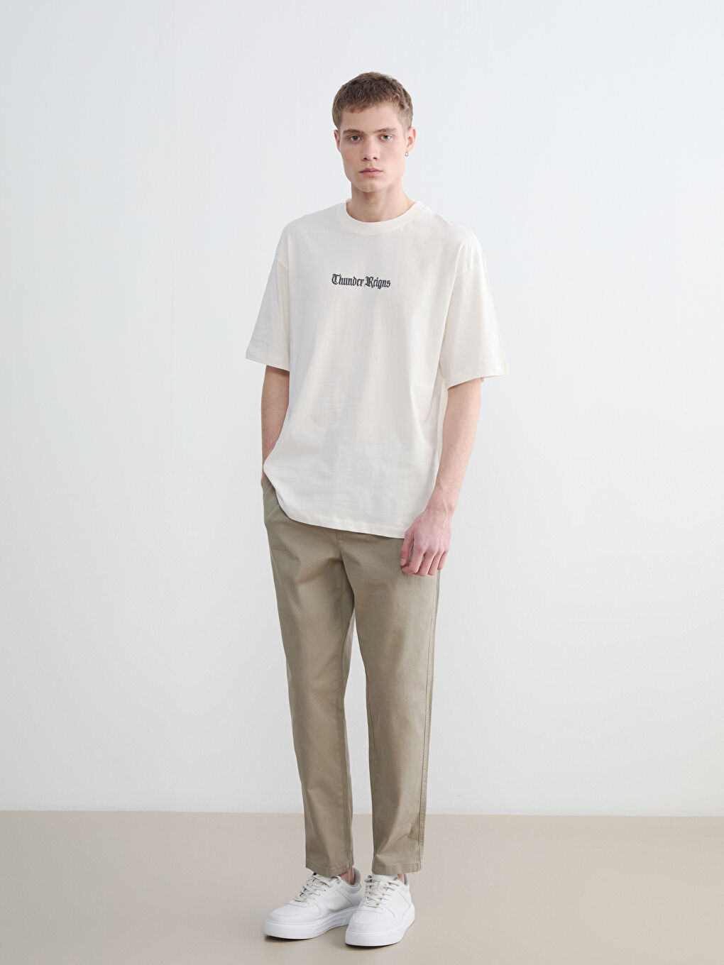 Haki Standart Kalıp Gabardin Erkek Pantolon