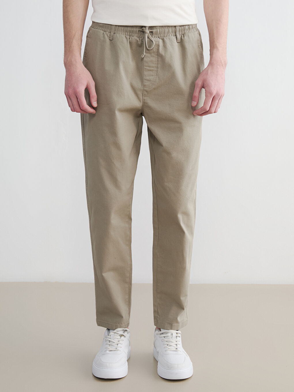 Haki Standart Kalıp Gabardin Erkek Pantolon-1