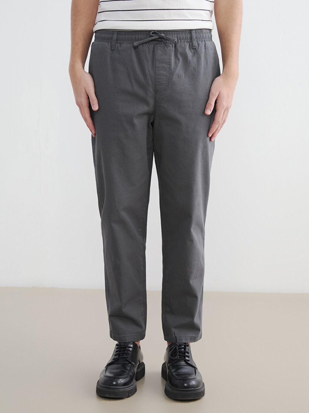 Antrasit Standart Kalıp Gabardin Erkek Pantolon-1