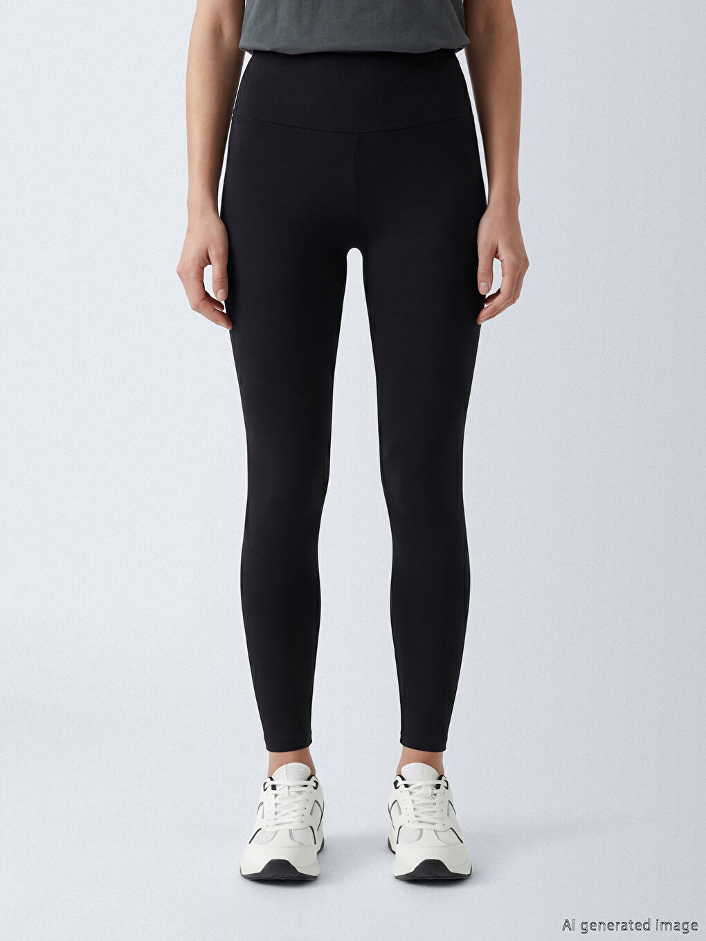 Siyah Yüksek Bel Kadın Spor Tayt-1