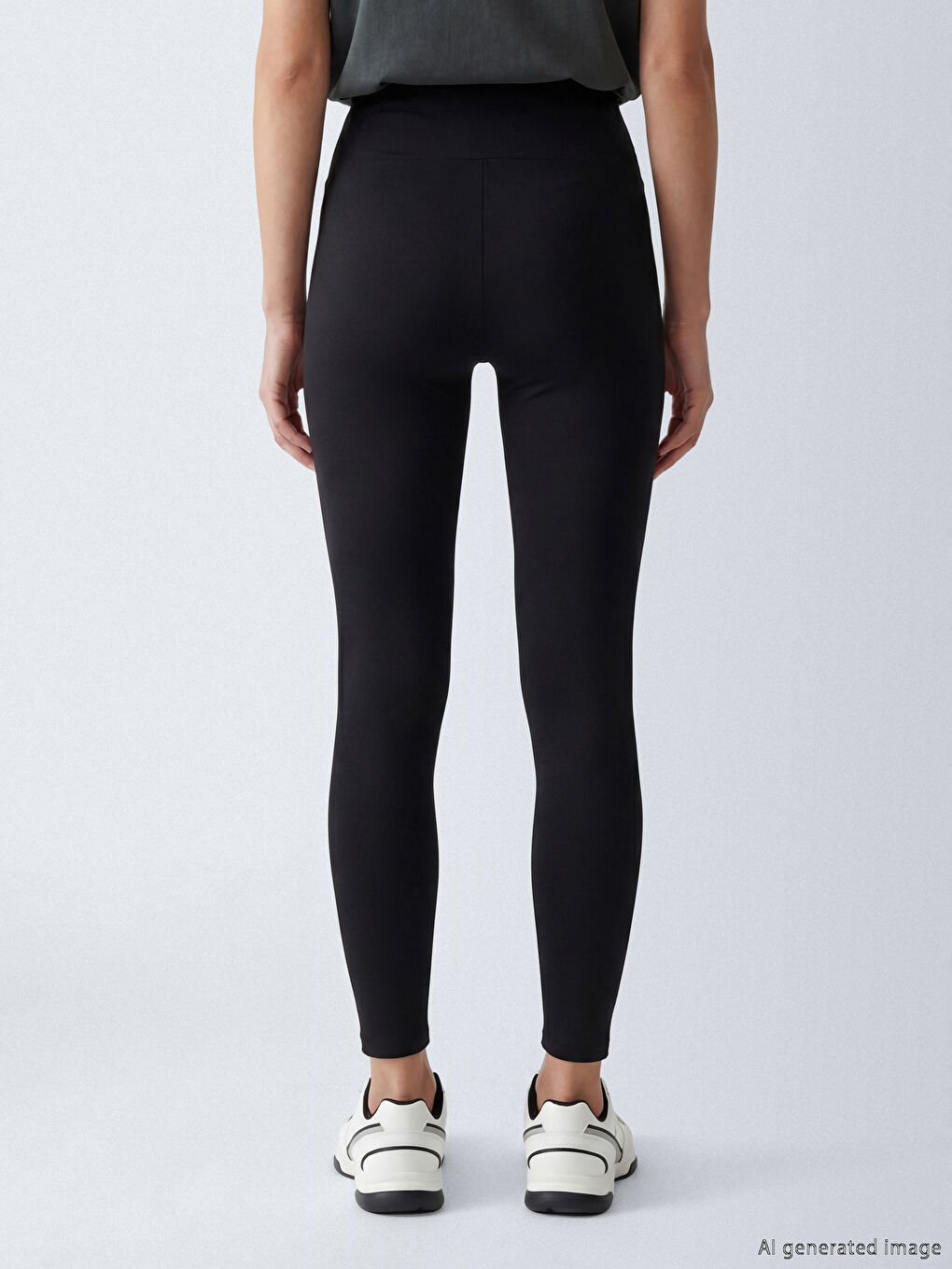 Siyah Yüksek Bel Kadın Spor Tayt-2