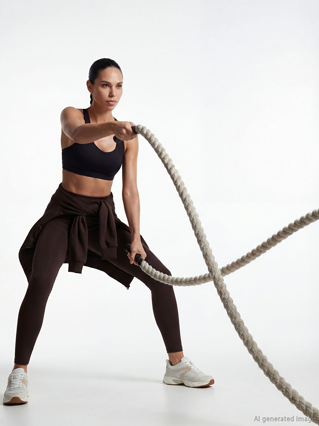 Kahverengi Yüksek Bel Kadın Spor Tayt