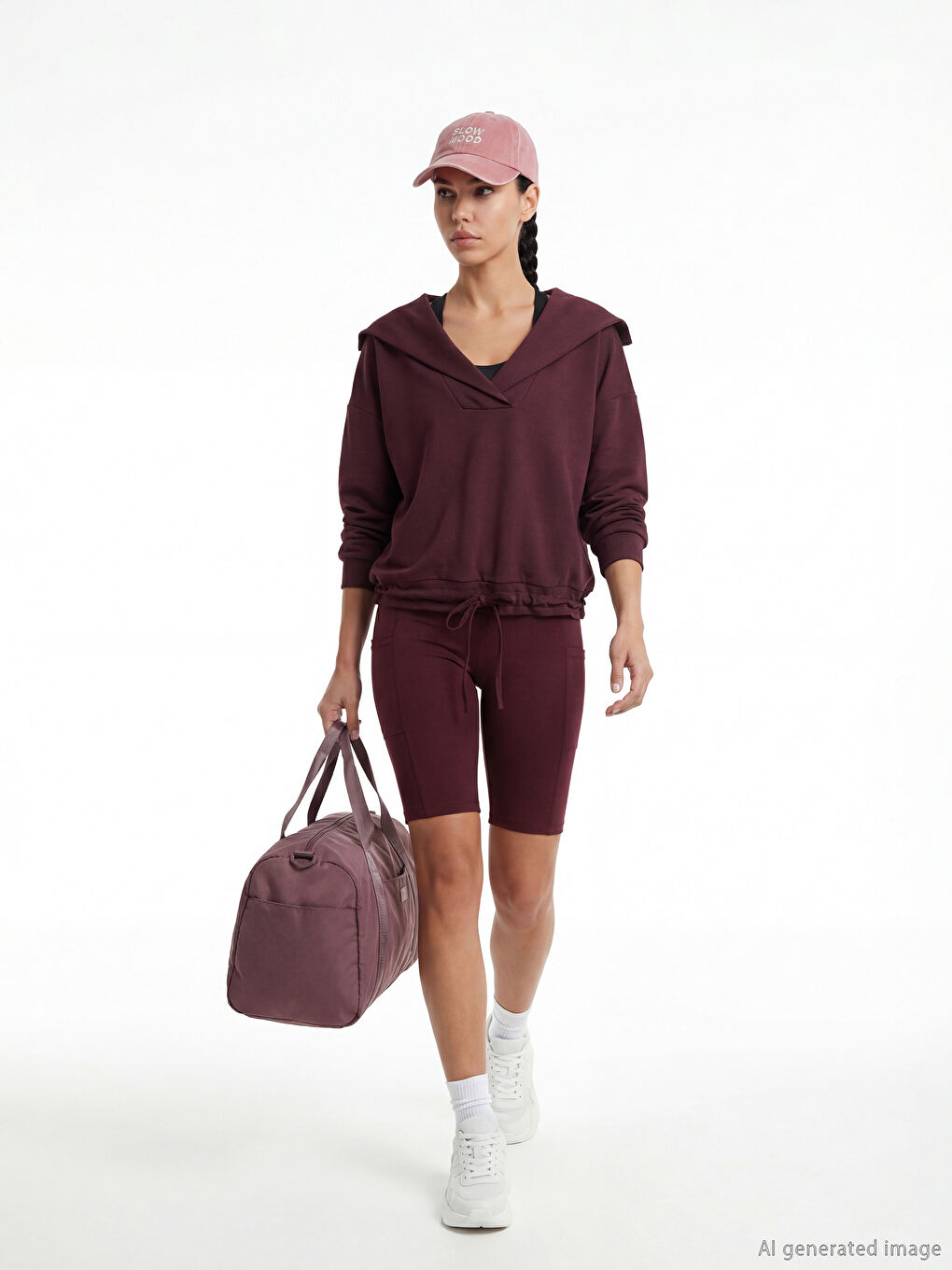 Mürdüm Polo Yaka Oversize Kadın Sweatshirt-1