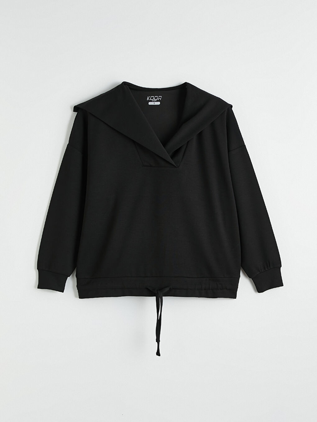 Siyah Polo Yaka Oversize Kadın Sweatshirt