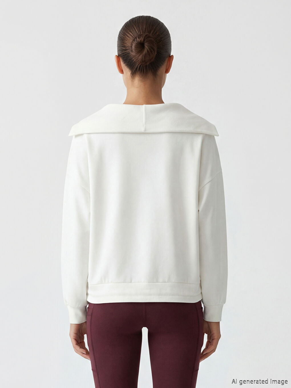 პოლო საყელო ოვერსაიზ ქალის თბილი ზედა-3