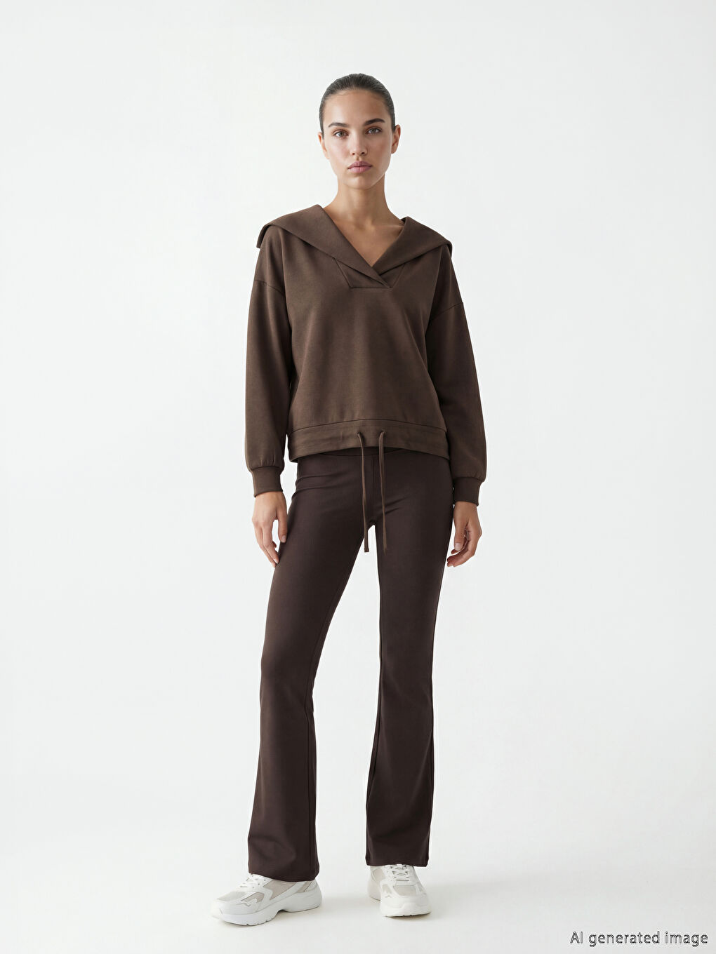 პოლო საყელო ოვერსაიზ ქალის თბილი ზედა-1